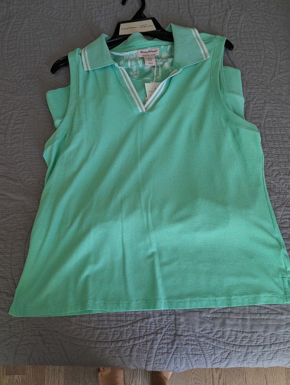 Tommy Bahama Mint Green Sleeveless Polo Tank with White Trim